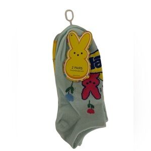 PEEPS Bunny Pattern Ankle Socks - Blue - 2 Pairs NWT
